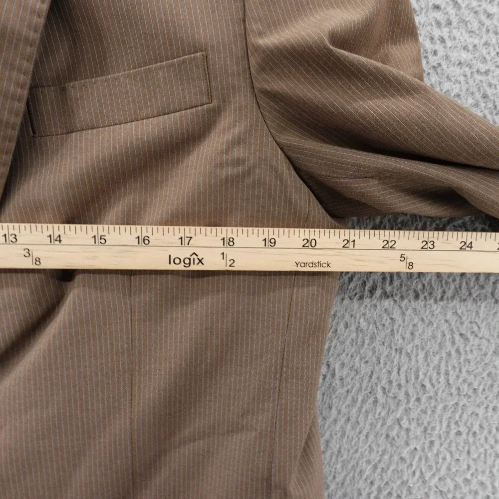 Gino Valentino Australian Wool‎ Silk Sport Coat Jacket 40L Brown Stripe Mens